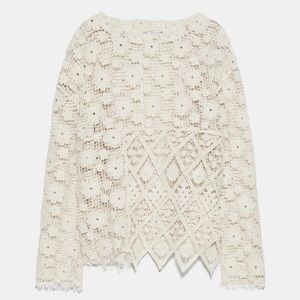 Zara Ecru Crochet Top